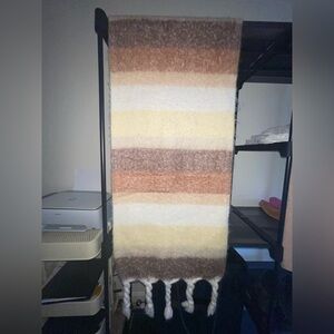 Steve Madden Long Fuzzy Striped Scarf NWT